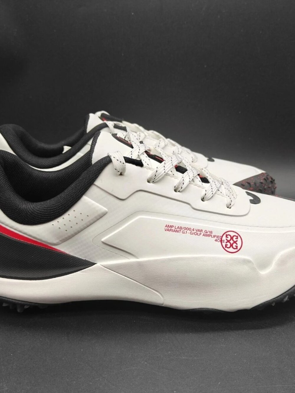 G/FORE G/18 Golf Shoes Spikeless Mens Size 12.5 White Red Snow Onyx NWOB